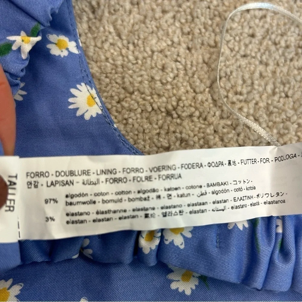 Zara blue Daisy flower floral print open strappy back crop top Sz S NWT - Picture 6 of 10